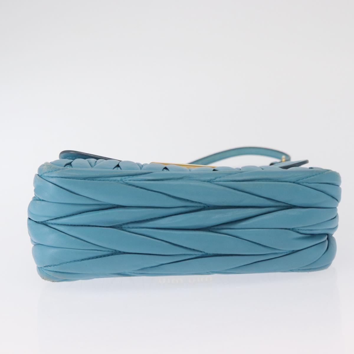Miu Miu Chain Shoulder Bag Leather Blue Gold Auth 162860