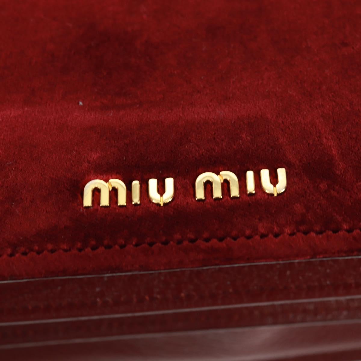 Miu Miu Hand Bag Velor 2way Red Gold Auth 162863SAV