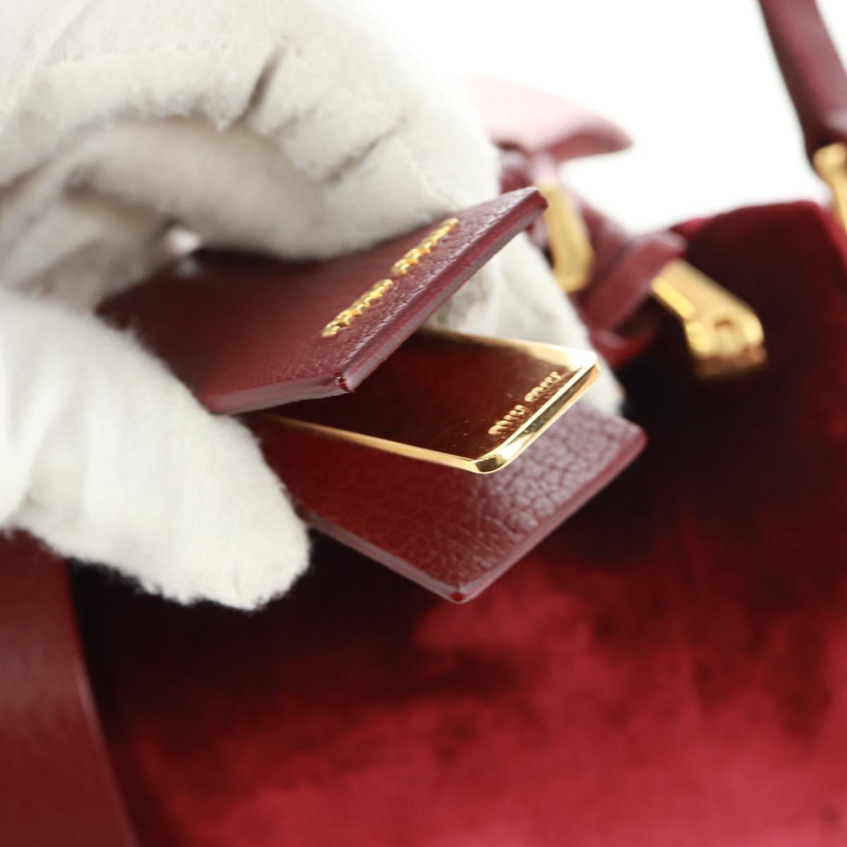 Miu Miu Hand Bag Velor 2way Red Gold Auth 162863SAV