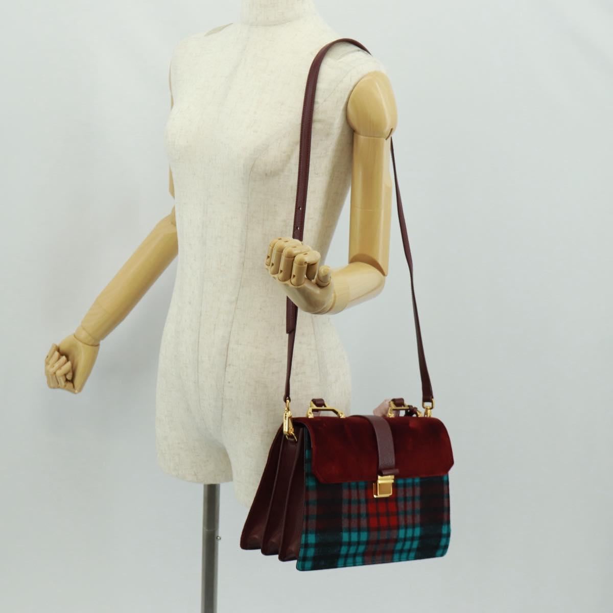 Miu Miu Hand Bag Velor 2way Red Gold Auth 162863SAV