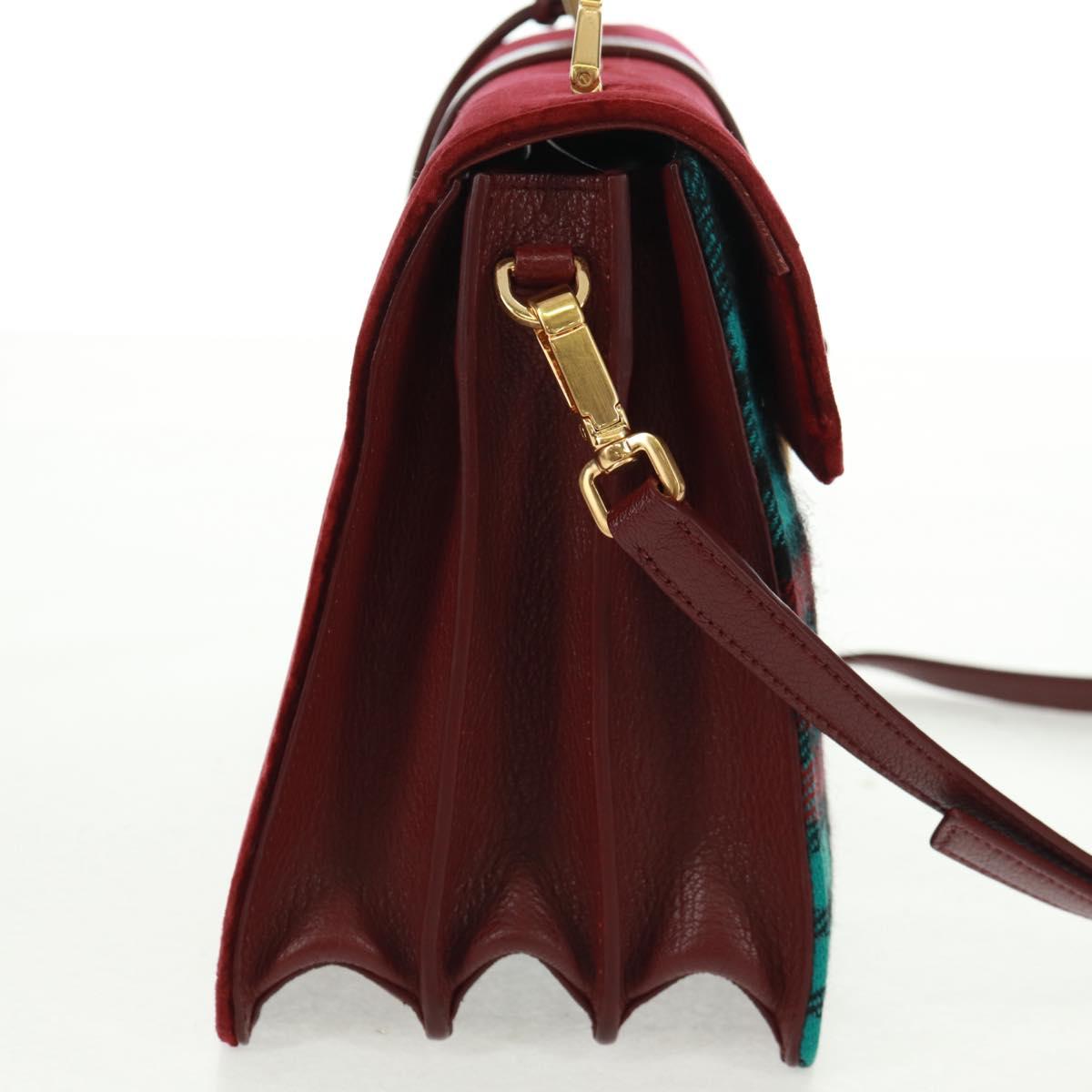 Miu Miu Hand Bag Velor 2way Red Gold Auth 162863SAV