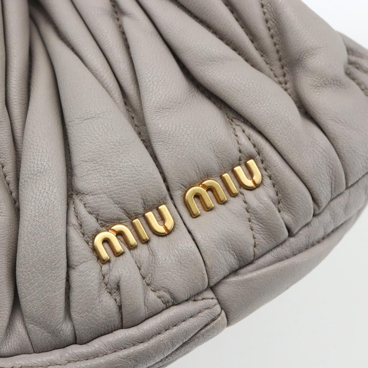 Miu Miu Matelasse Shoulder Bag Leather Gray Gold Auth 162864