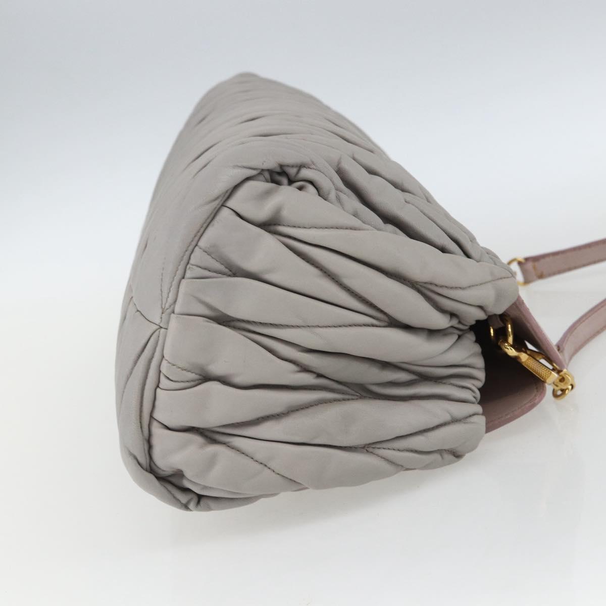Miu Miu Matelasse Shoulder Bag Leather Gray Gold Auth 162864