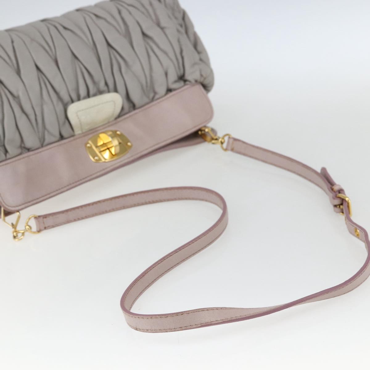 Miu Miu Matelasse Shoulder Bag Leather Gray Gold Auth 162864