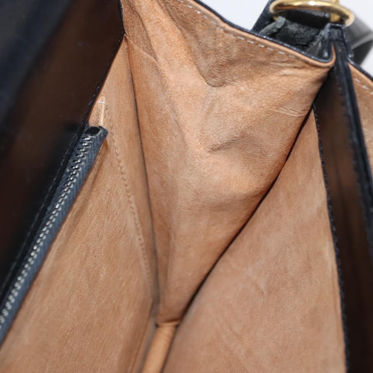 SAINT LAURENT Shoulder Bag Leather Black Gold Auth 162867