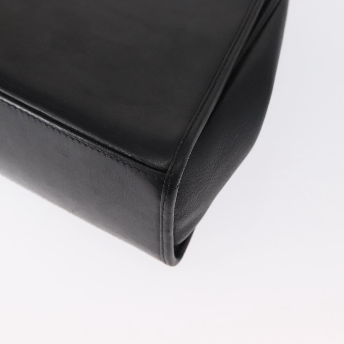 SAINT LAURENT Cassandra Hand Bag Leather Black Gold Auth 162868
