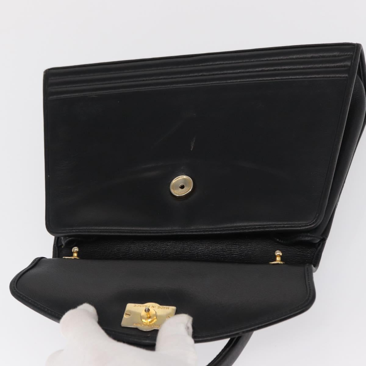 SAINT LAURENT Cassandra Hand Bag Leather Black Gold Auth 162868