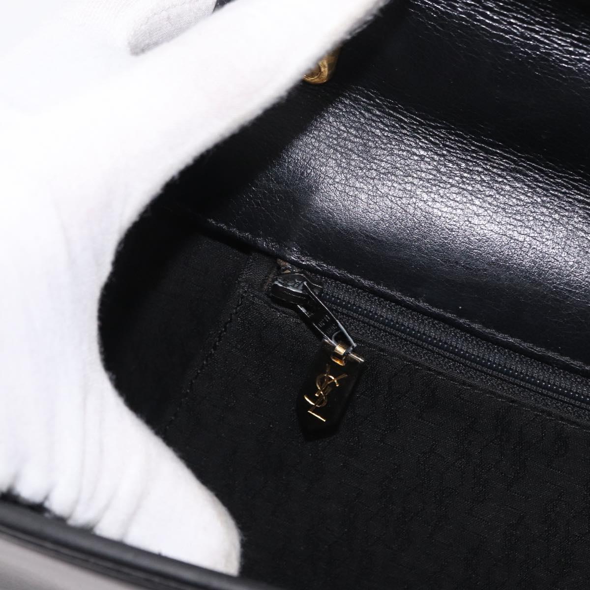SAINT LAURENT Cassandra Hand Bag Leather Black Gold Auth 162868
