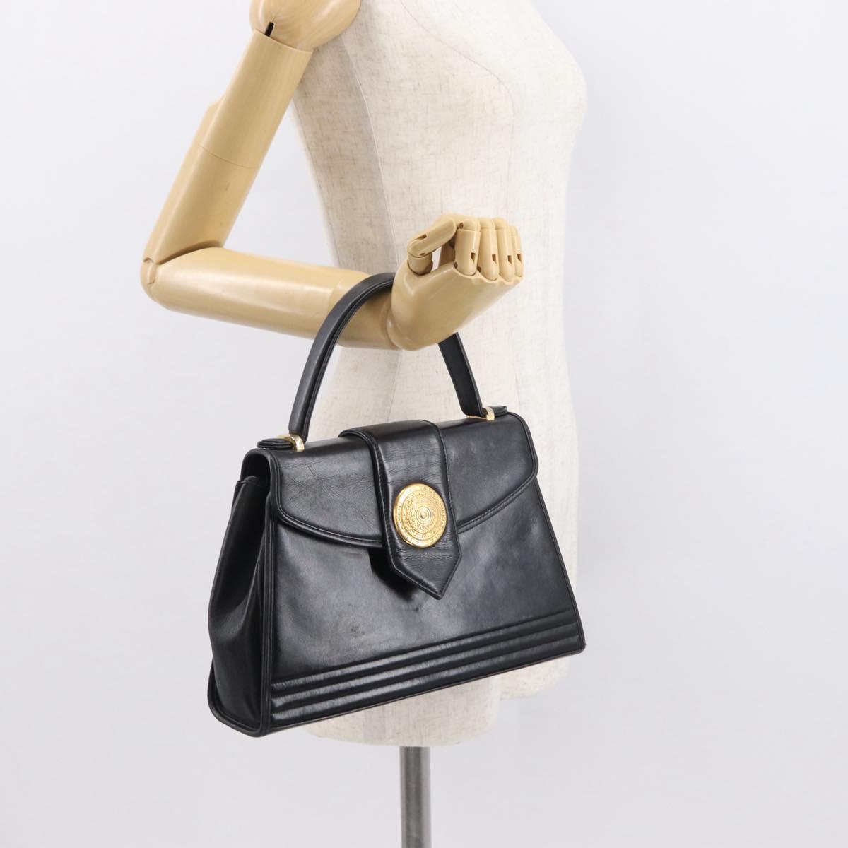 SAINT LAURENT Cassandra Hand Bag Leather Black Gold Auth 162868
