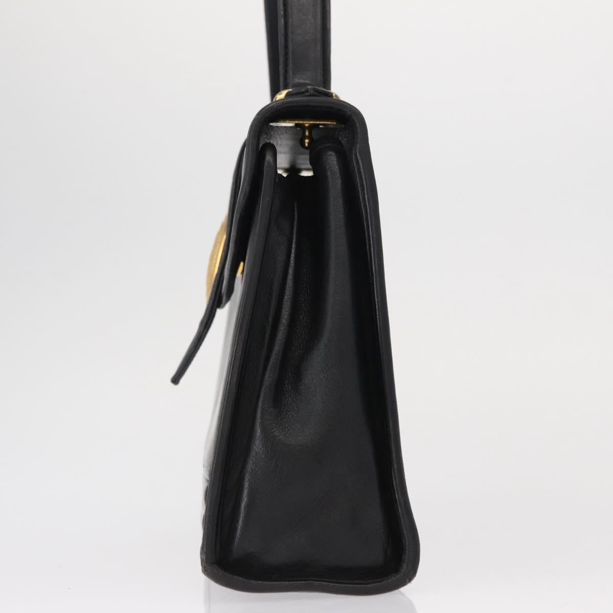 SAINT LAURENT Cassandra Hand Bag Leather Black Gold Auth 162868