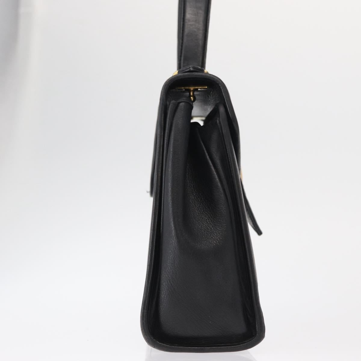 SAINT LAURENT Cassandra Hand Bag Leather Black Gold Auth 162868