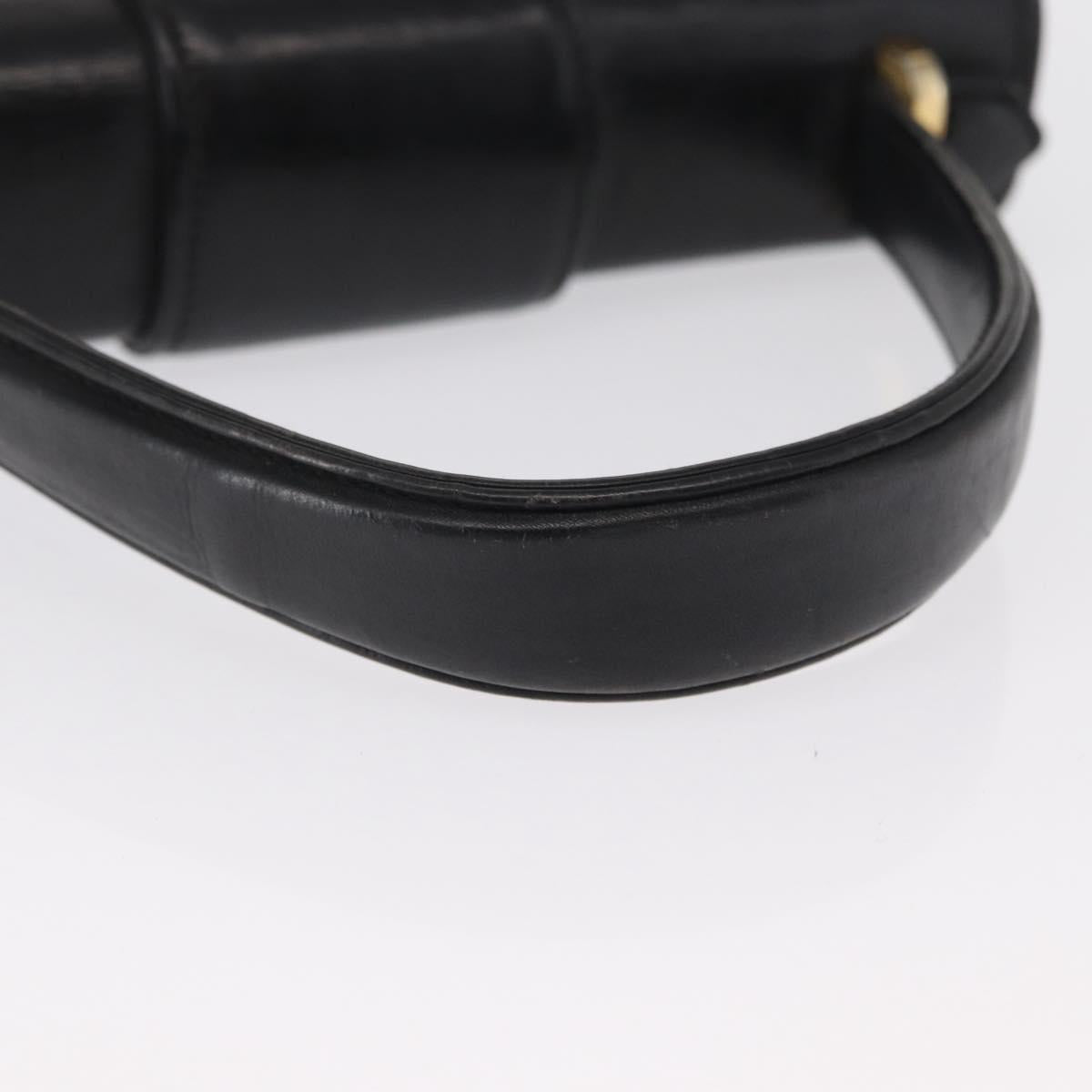SAINT LAURENT Cassandra Hand Bag Leather Black Gold Auth 162868