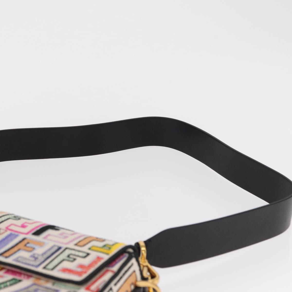 FENDI Zucca Canvas Mamma Baguette Shoulder Bag Multicolor Gold Auth 162870SM