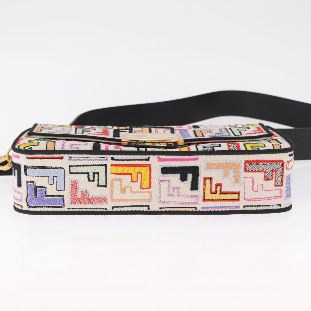 FENDI Zucca Canvas Mamma Baguette Shoulder Bag Multicolor Gold Auth 162870SM