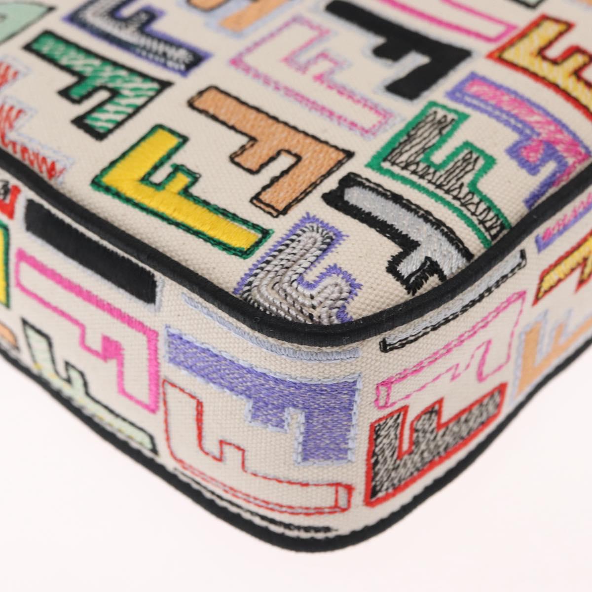 FENDI Zucca Canvas Mamma Baguette Shoulder Bag Multicolor Gold Auth 162870SM