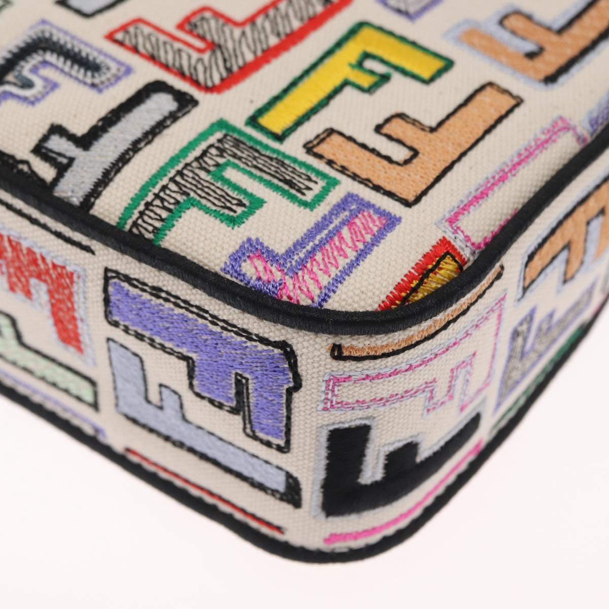 FENDI Zucca Canvas Mamma Baguette Shoulder Bag Multicolor Gold Auth 162870SM