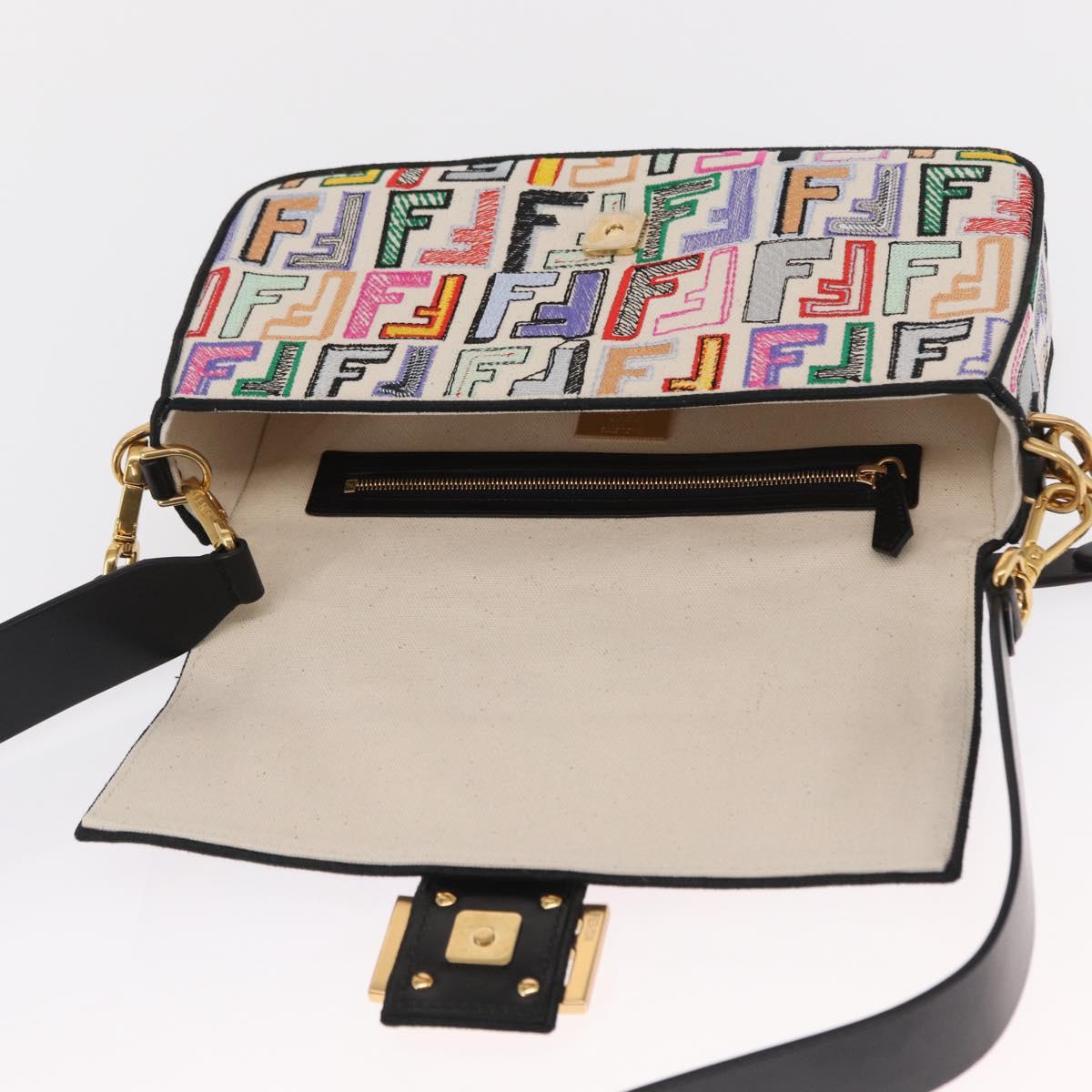 FENDI Zucca Canvas Mamma Baguette Shoulder Bag Multicolor Gold Auth 162870SM