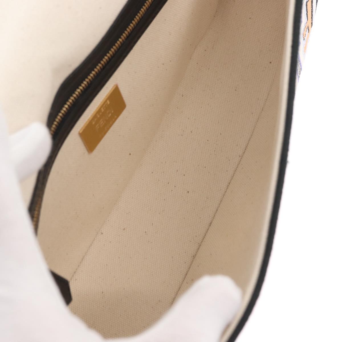 FENDI Zucca Canvas Mamma Baguette Shoulder Bag Multicolor Gold Auth 162870SM