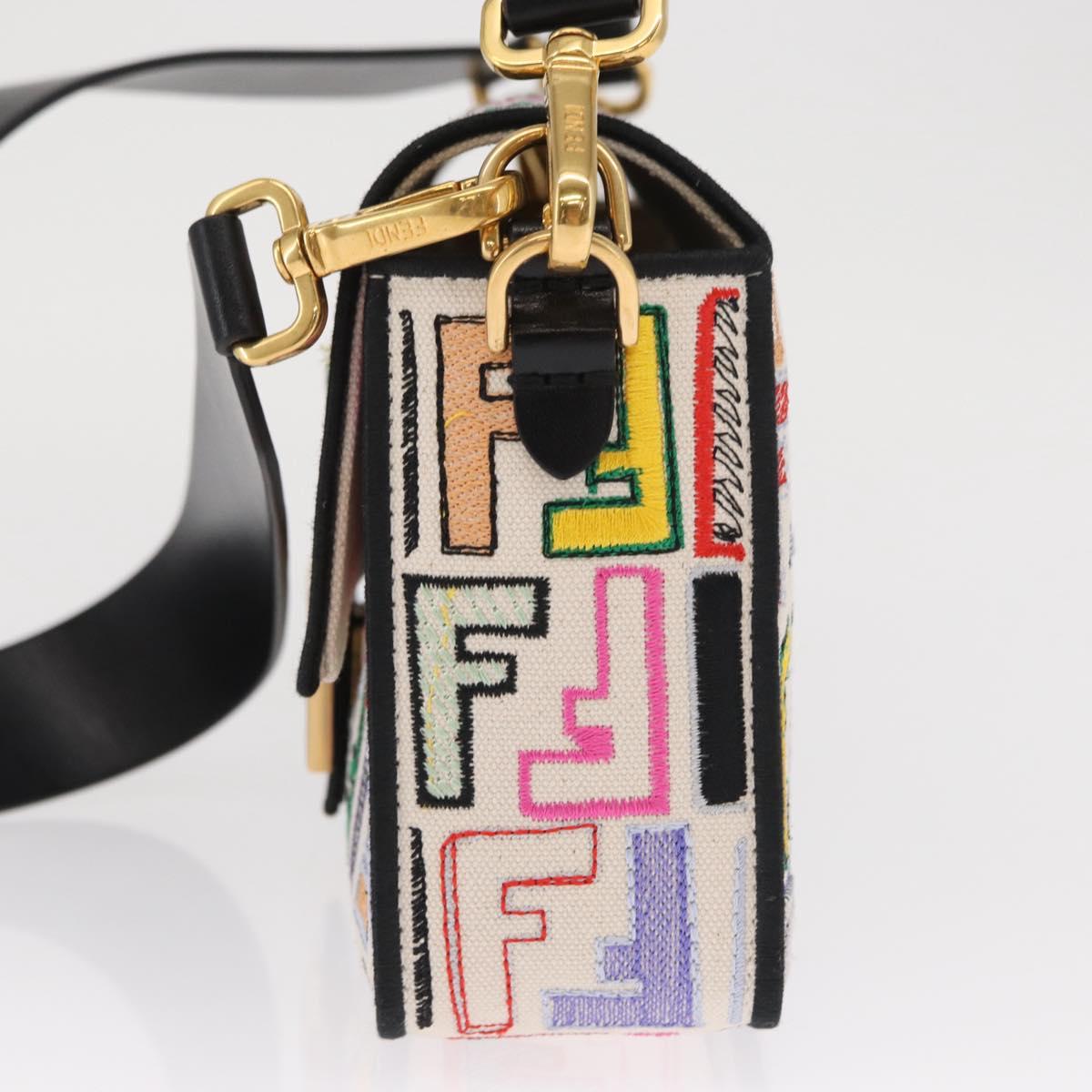 FENDI Zucca Canvas Mamma Baguette Shoulder Bag Multicolor Gold Auth 162870SM