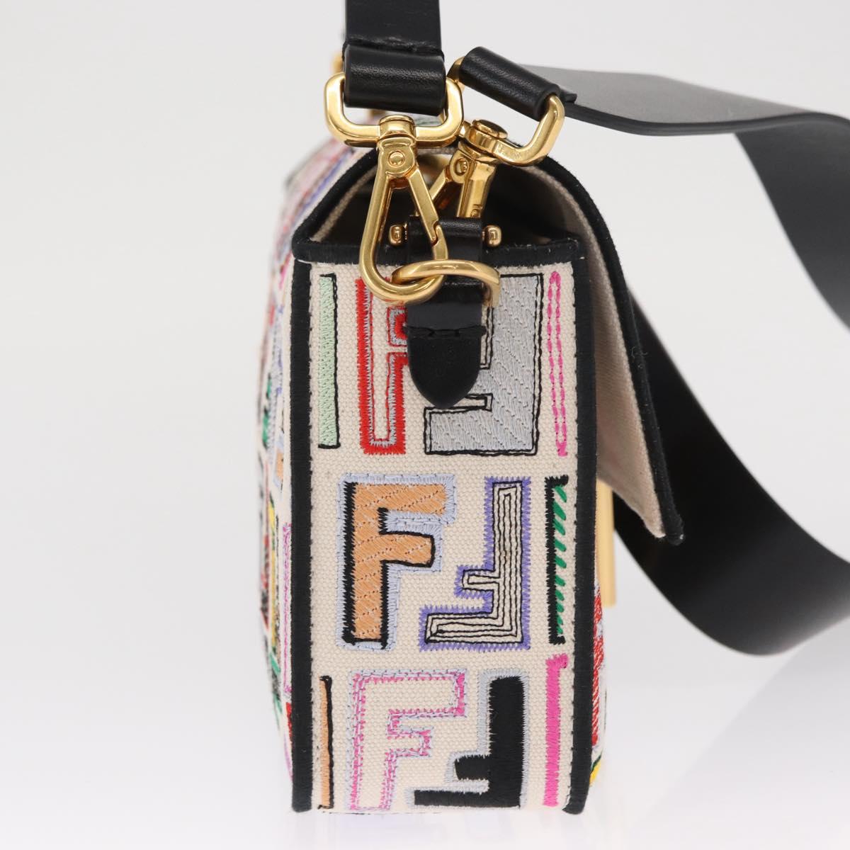 FENDI Zucca Canvas Mamma Baguette Shoulder Bag Multicolor Gold Auth 162870SM