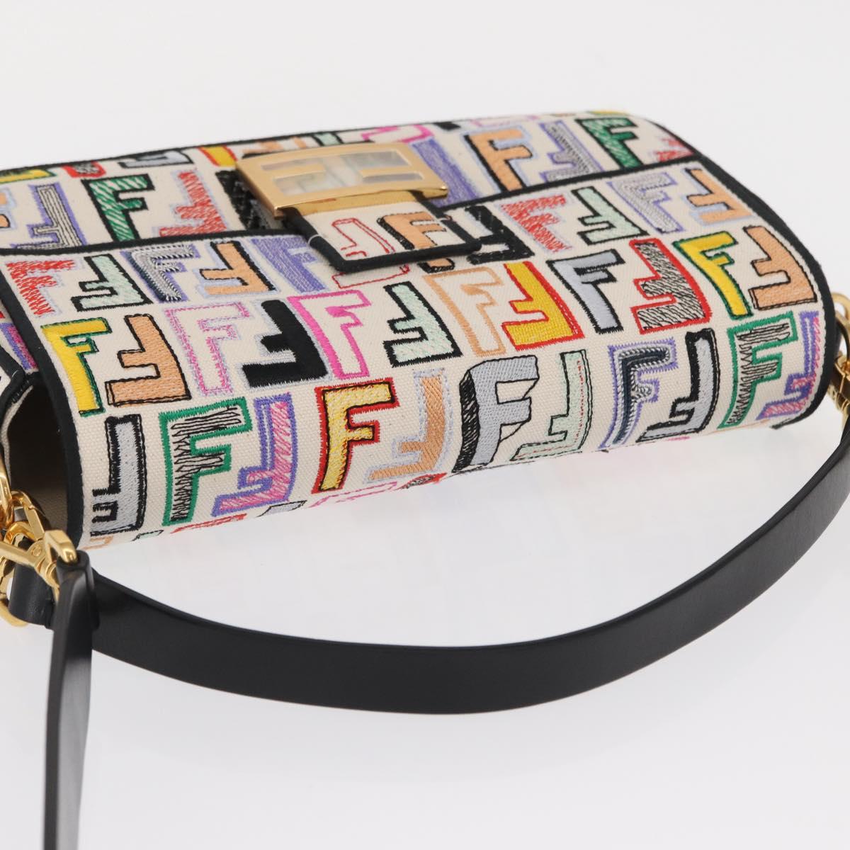 FENDI Zucca Canvas Mamma Baguette Shoulder Bag Multicolor Gold Auth 162870SM