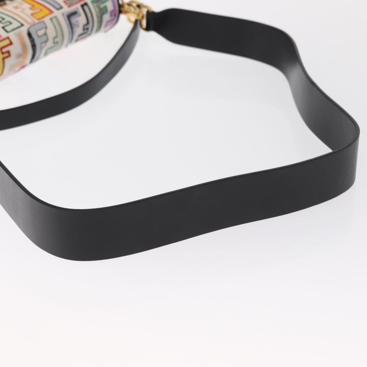 FENDI Zucca Canvas Mamma Baguette Shoulder Bag Multicolor Gold Auth 162870SM