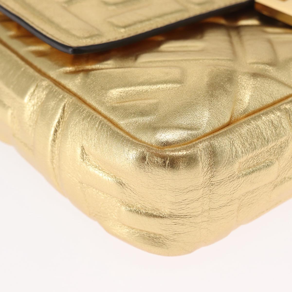 FENDI Zucca Canvas Mamma Baguette Shoulder Bag Gold Auth 162871SM