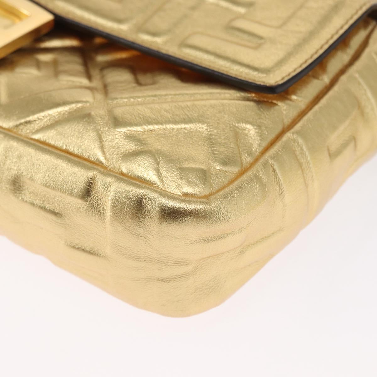 FENDI Zucca Canvas Mamma Baguette Shoulder Bag Gold Auth 162871SM