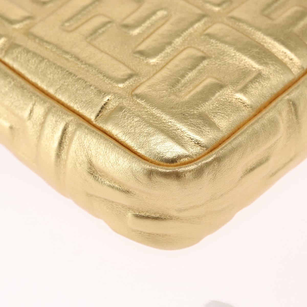 FENDI Zucca Canvas Mamma Baguette Shoulder Bag Gold Auth 162871SM