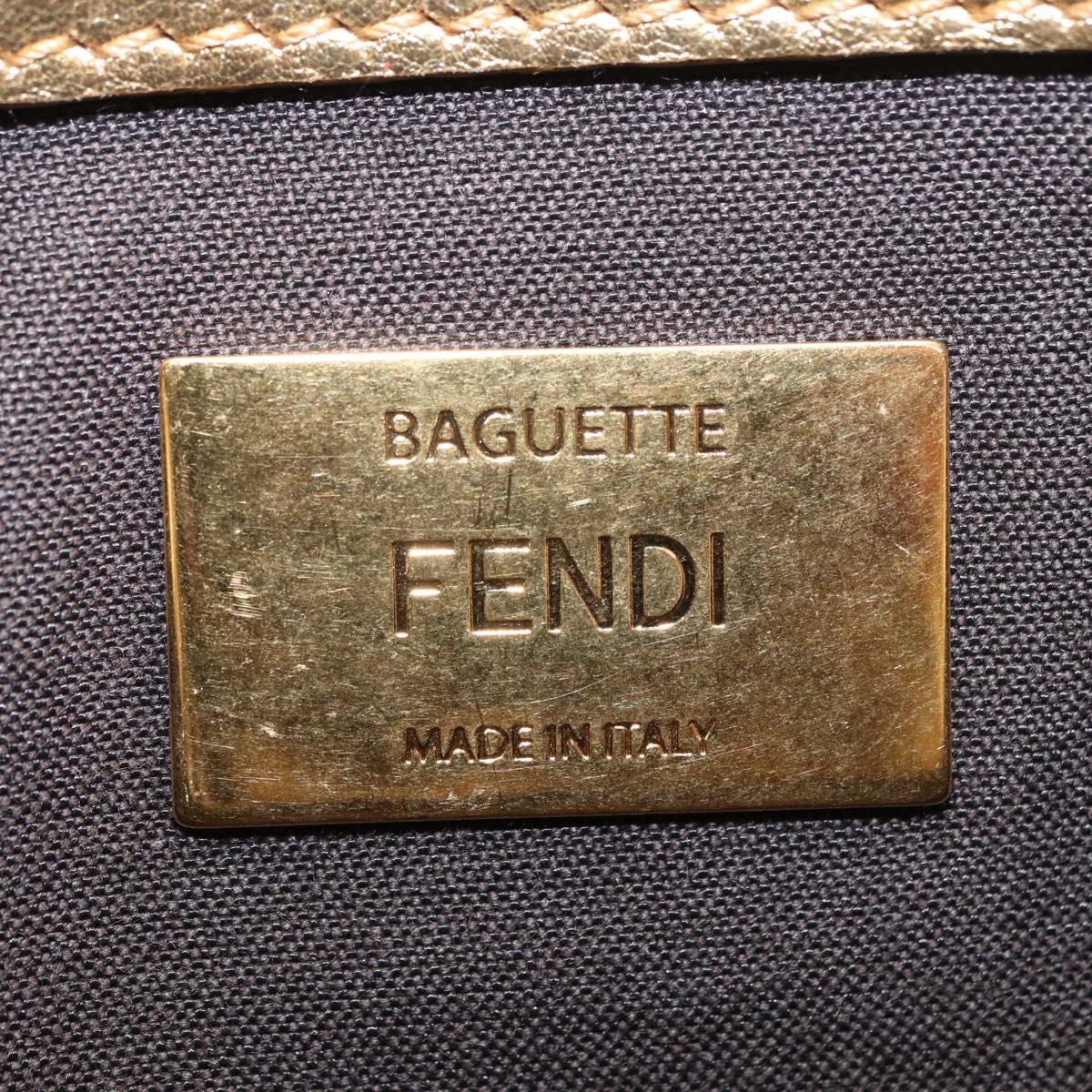 FENDI Zucca Canvas Mamma Baguette Shoulder Bag Gold Auth 162871SM