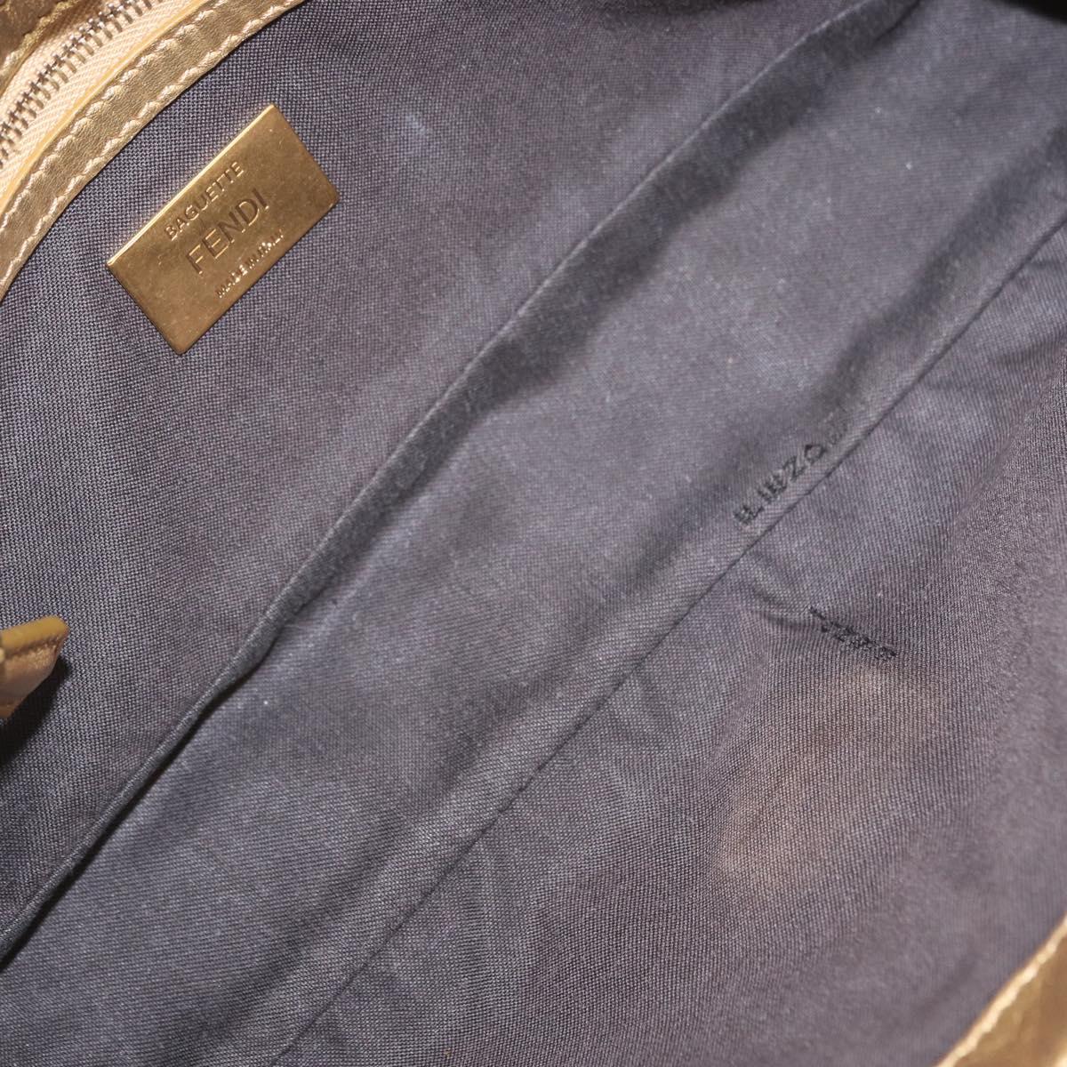 FENDI Zucca Canvas Mamma Baguette Shoulder Bag Gold Auth 162871SM