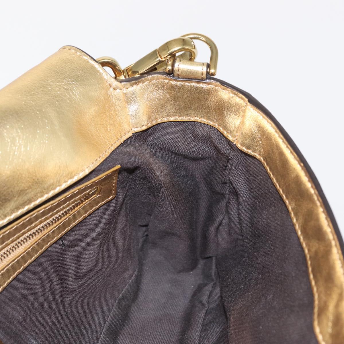 FENDI Zucca Canvas Mamma Baguette Shoulder Bag Gold Auth 162871SM