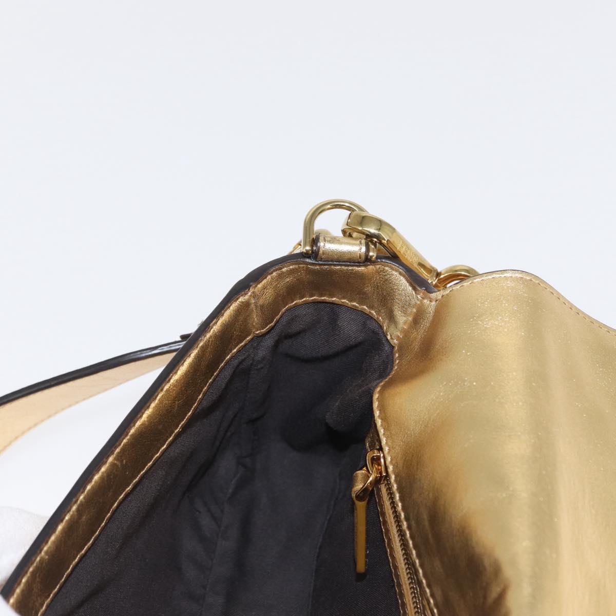 FENDI Zucca Canvas Mamma Baguette Shoulder Bag Gold Auth 162871SM