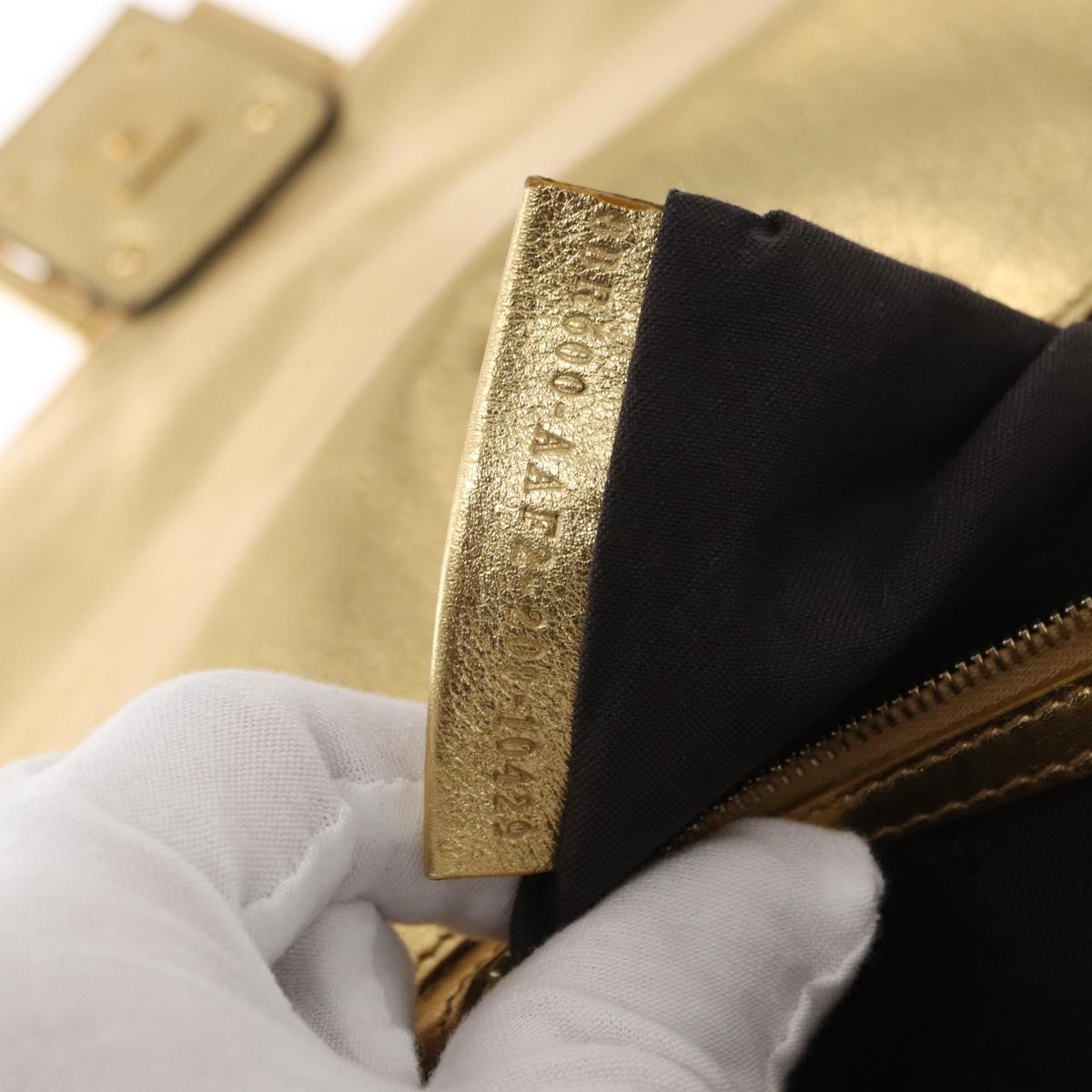 FENDI Zucca Canvas Mamma Baguette Shoulder Bag Gold Auth 162871SM