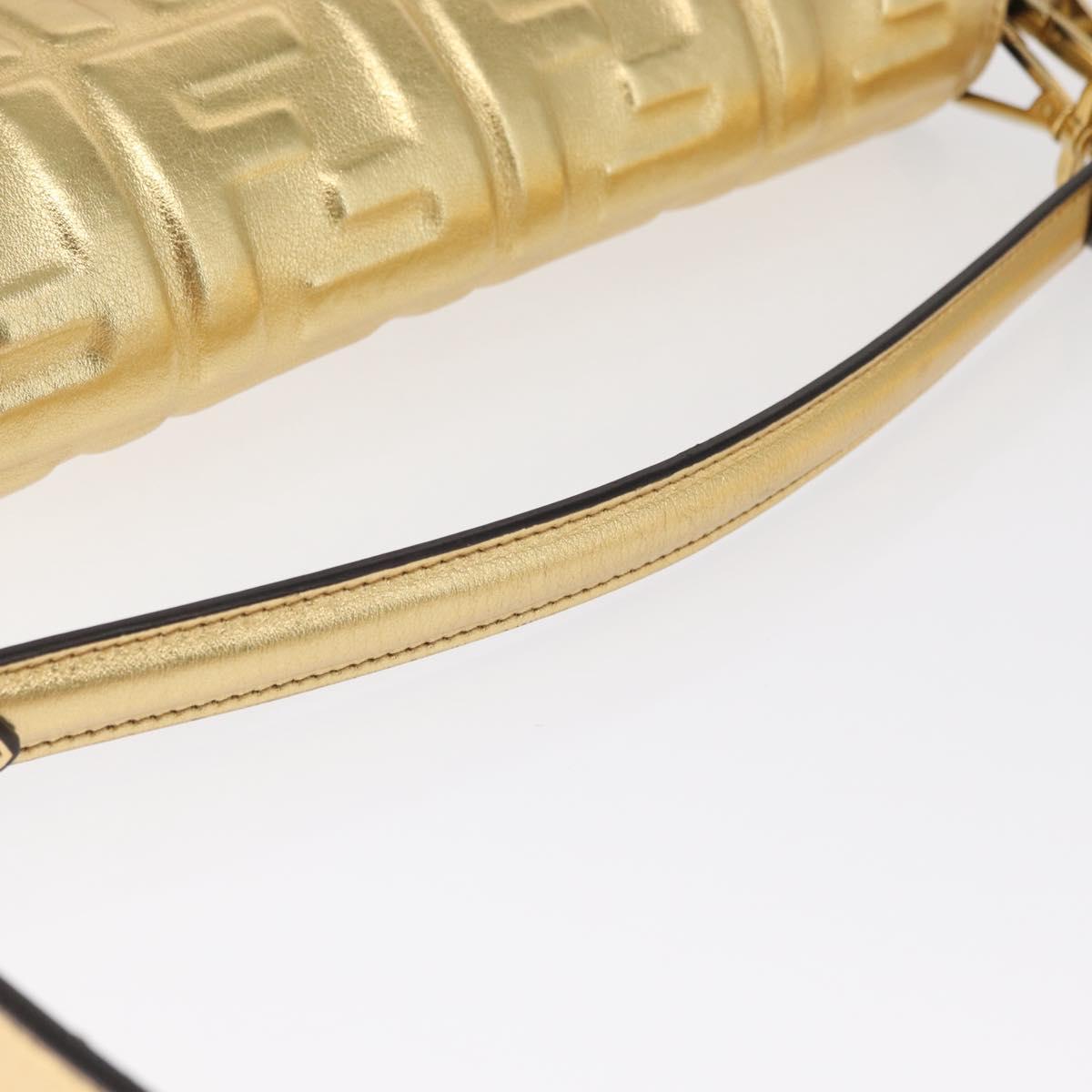 FENDI Zucca Canvas Mamma Baguette Shoulder Bag Gold Auth 162871SM