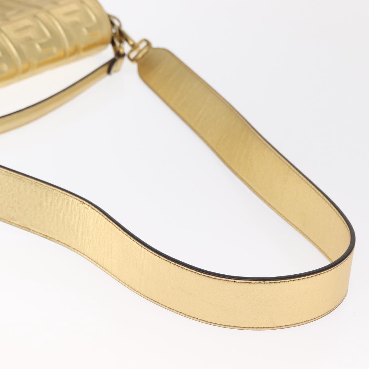 FENDI Zucca Canvas Mamma Baguette Shoulder Bag Gold Auth 162871SM