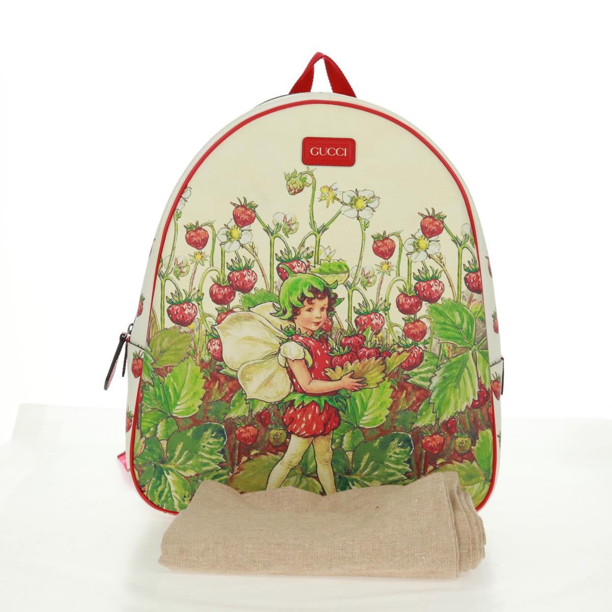 GUCCI Children's Strawberry Fairy Backpack PVC Red Silver 433578 Auth 162873SAM