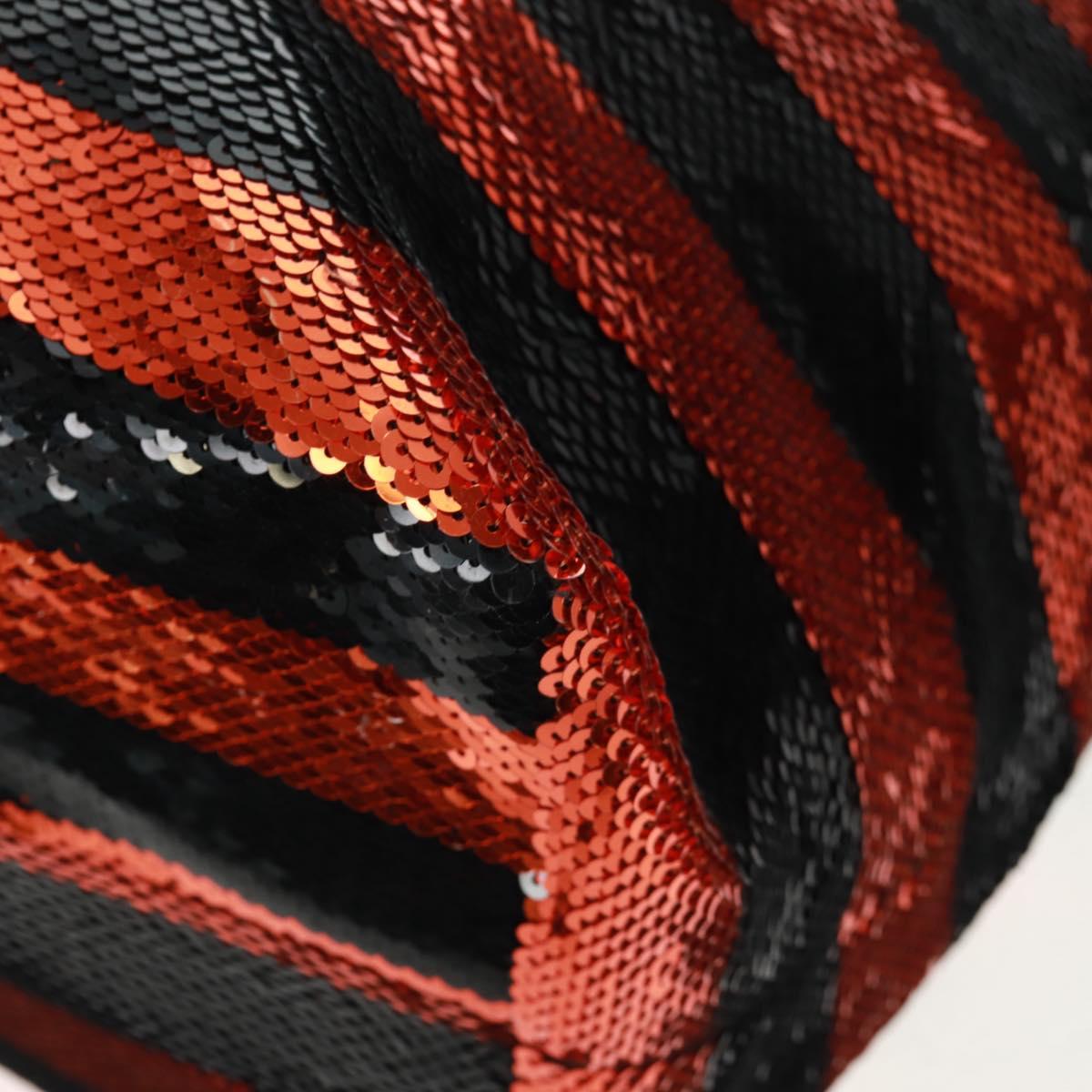 PRADA Sequin Tote Bag Nylon Orange Black Auth 162878V