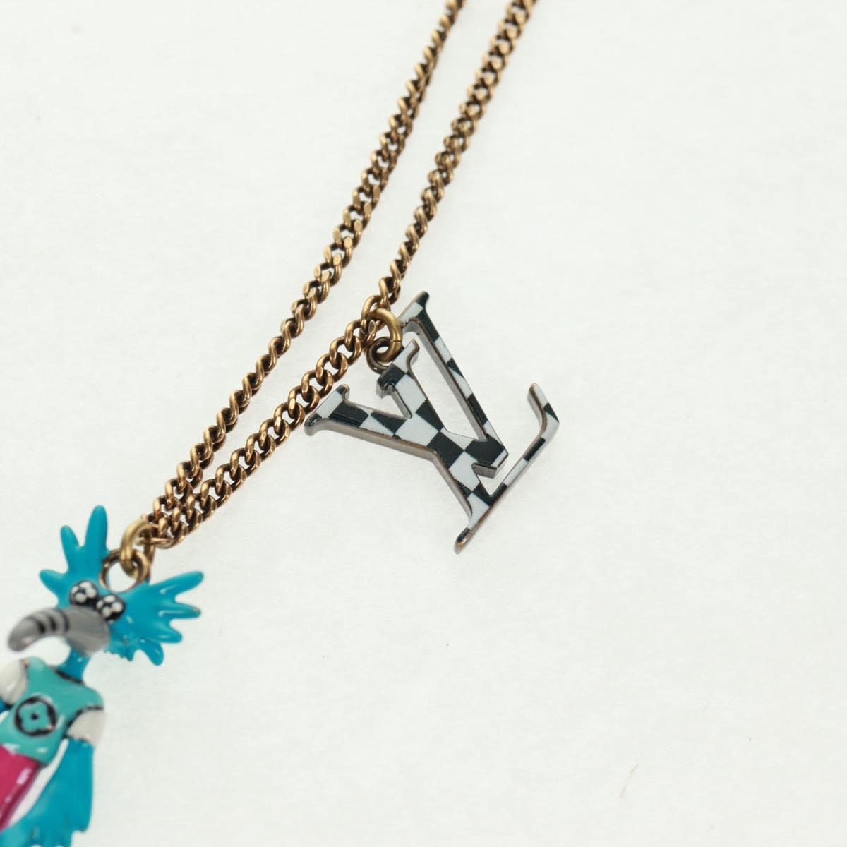 LOUIS VUITTON Zoom-kun LV Animals Necklace metal Gold Tone MP2928 Auth 162894M