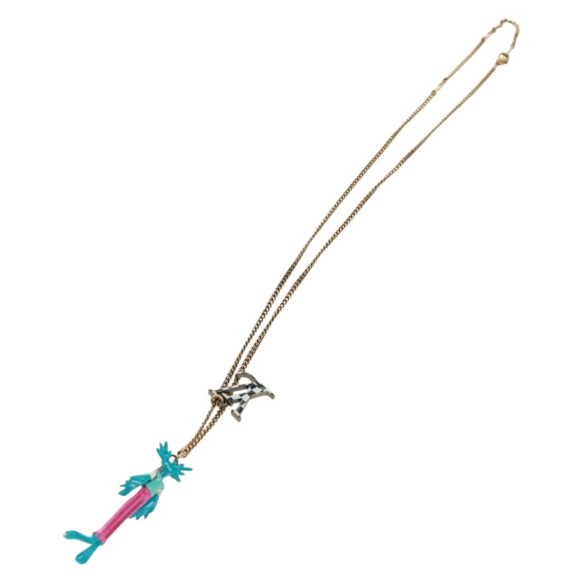 LOUIS VUITTON Zoom-kun LV Animals Necklace metal Gold Tone MP2928 Auth 162894M