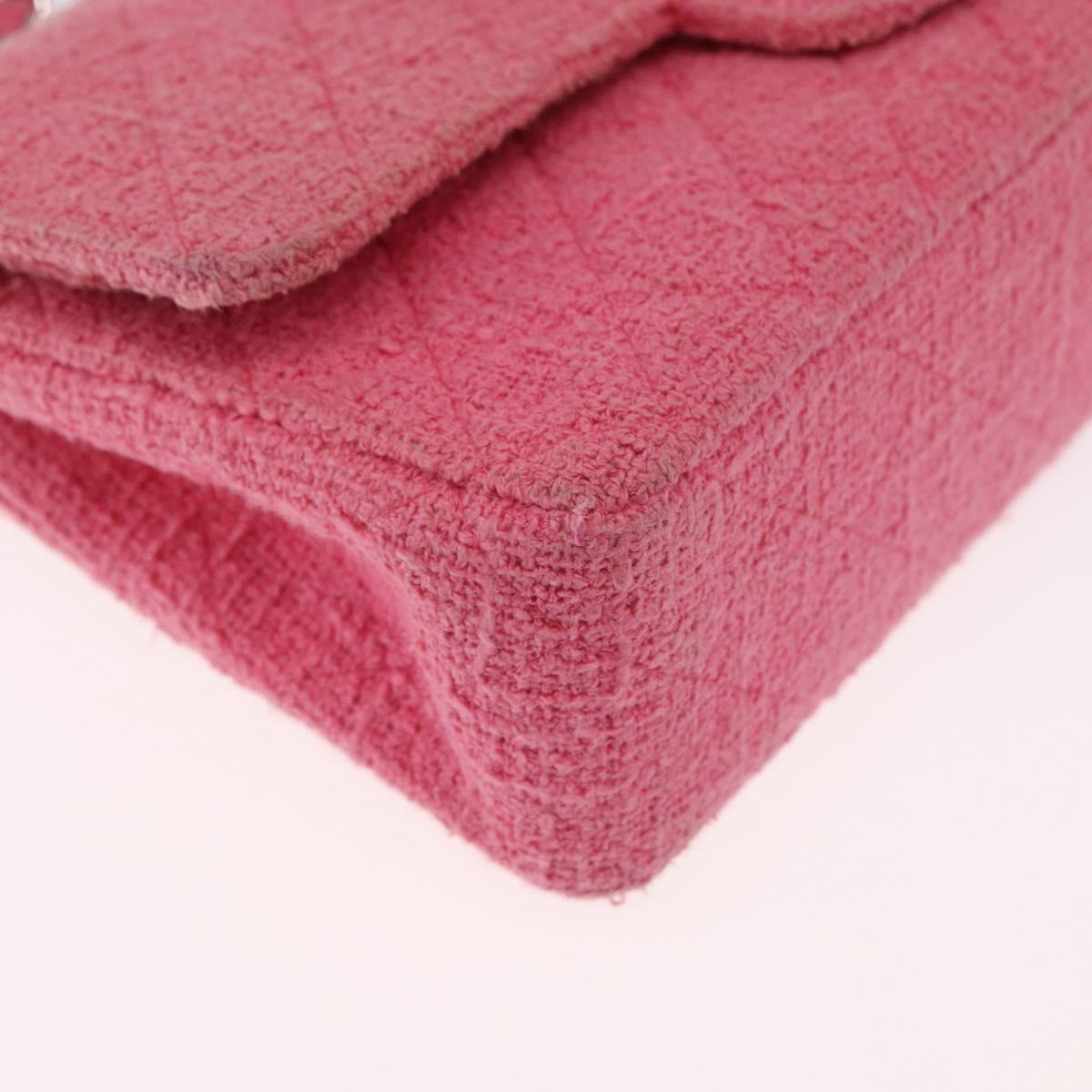 CHANEL Matelasse25 Chain Shoulder Bag Tweed Pink Silver CC Auth 162900SM