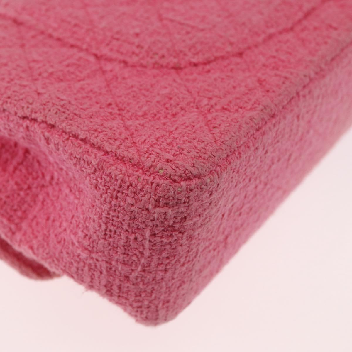 CHANEL Matelasse25 Chain Shoulder Bag Tweed Pink Silver CC Auth 162900SM