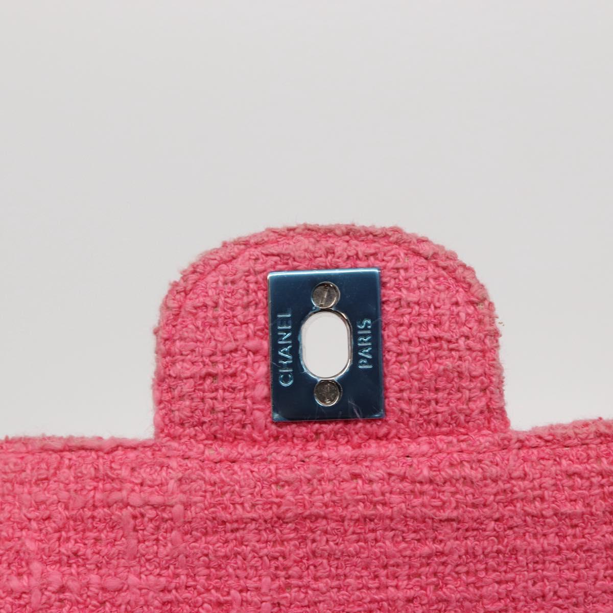 CHANEL Matelasse25 Chain Shoulder Bag Tweed Pink Silver CC Auth 162900SM