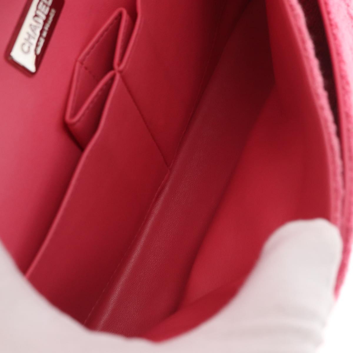 CHANEL Matelasse25 Chain Shoulder Bag Tweed Pink Silver CC Auth 162900SM