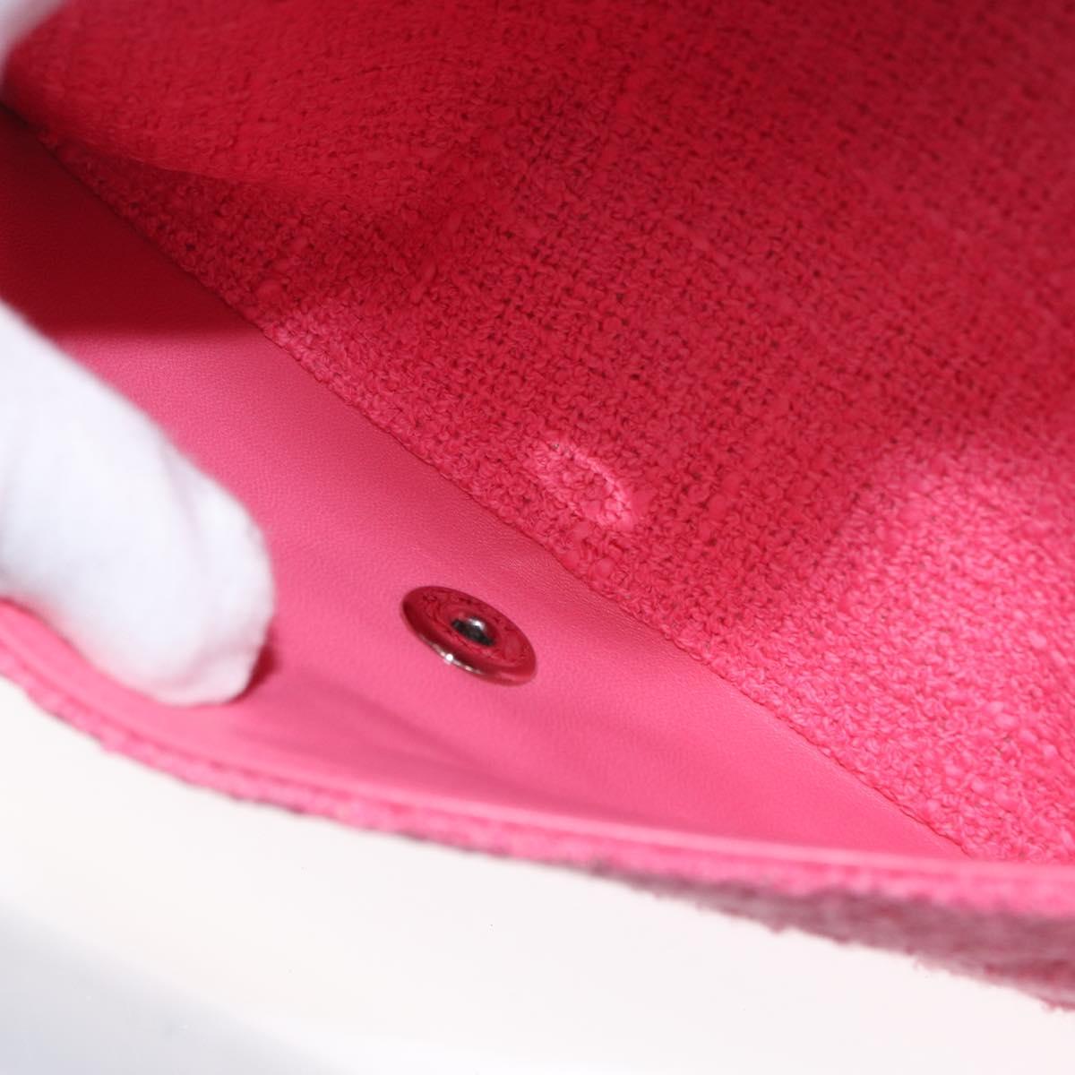 CHANEL Matelasse25 Chain Shoulder Bag Tweed Pink Silver CC Auth 162900SM