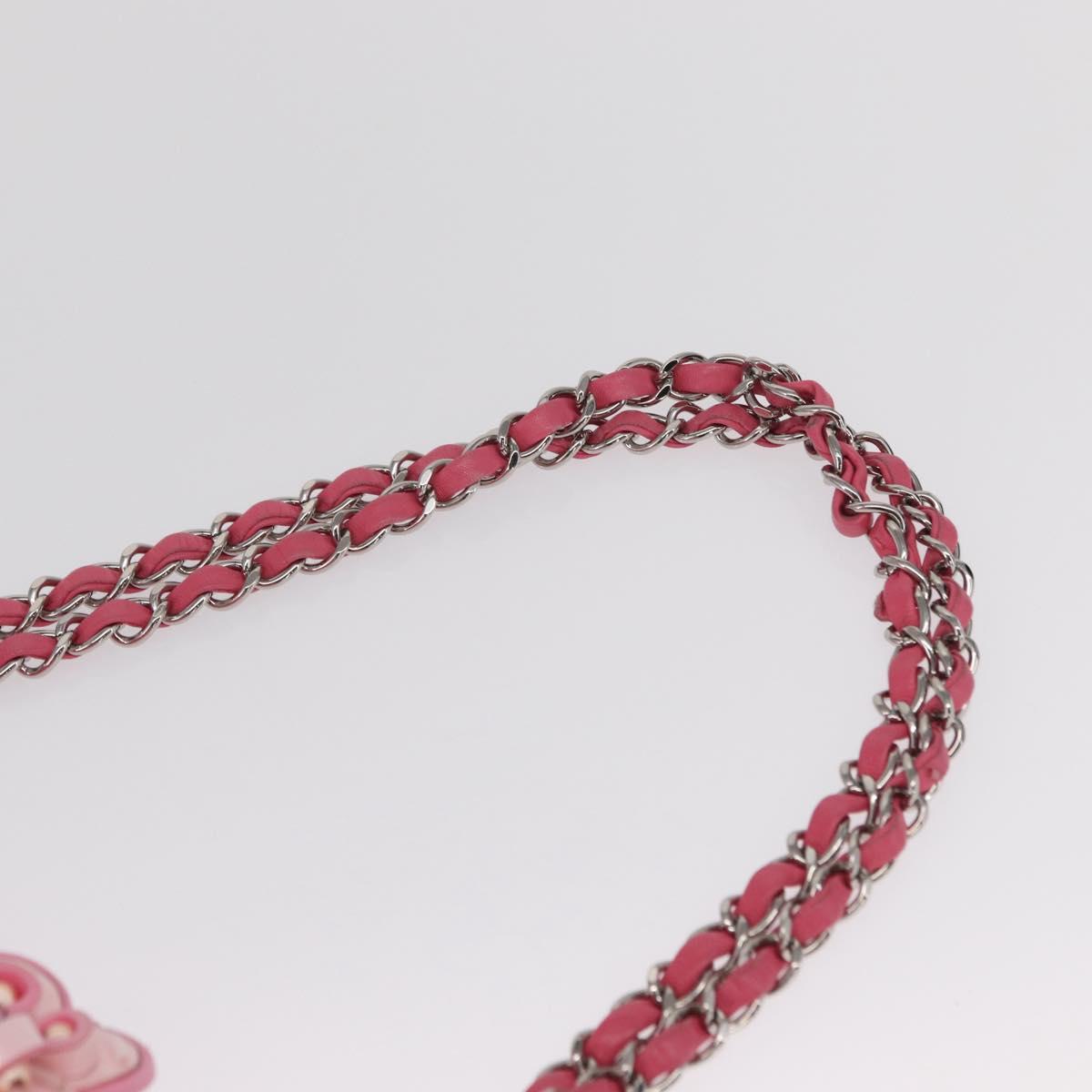 CHANEL Matelasse25 Chain Shoulder Bag Tweed Pink Silver CC Auth 162900SM