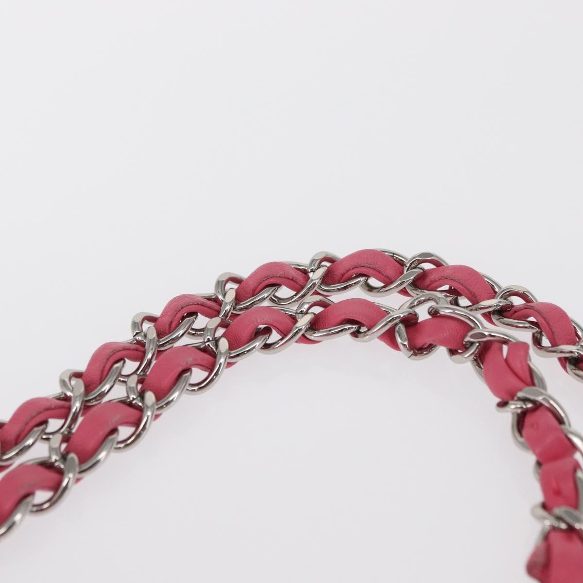 CHANEL Matelasse25 Chain Shoulder Bag Tweed Pink Silver CC Auth 162900SM