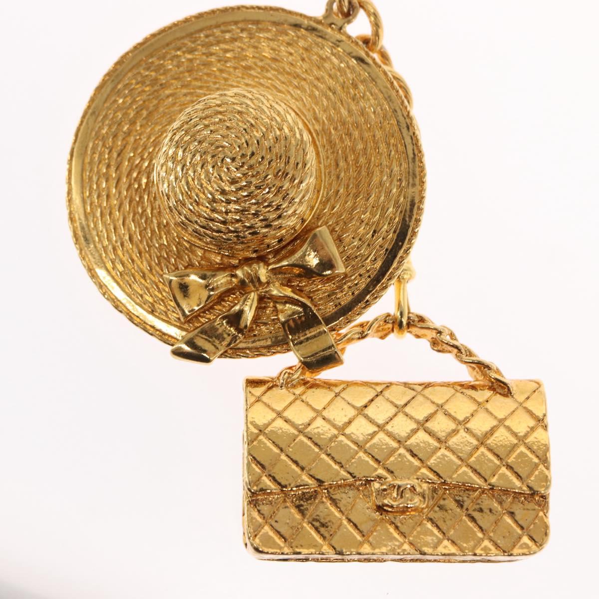 CHANEL Necklace metal Gold CC Auth 162902SM