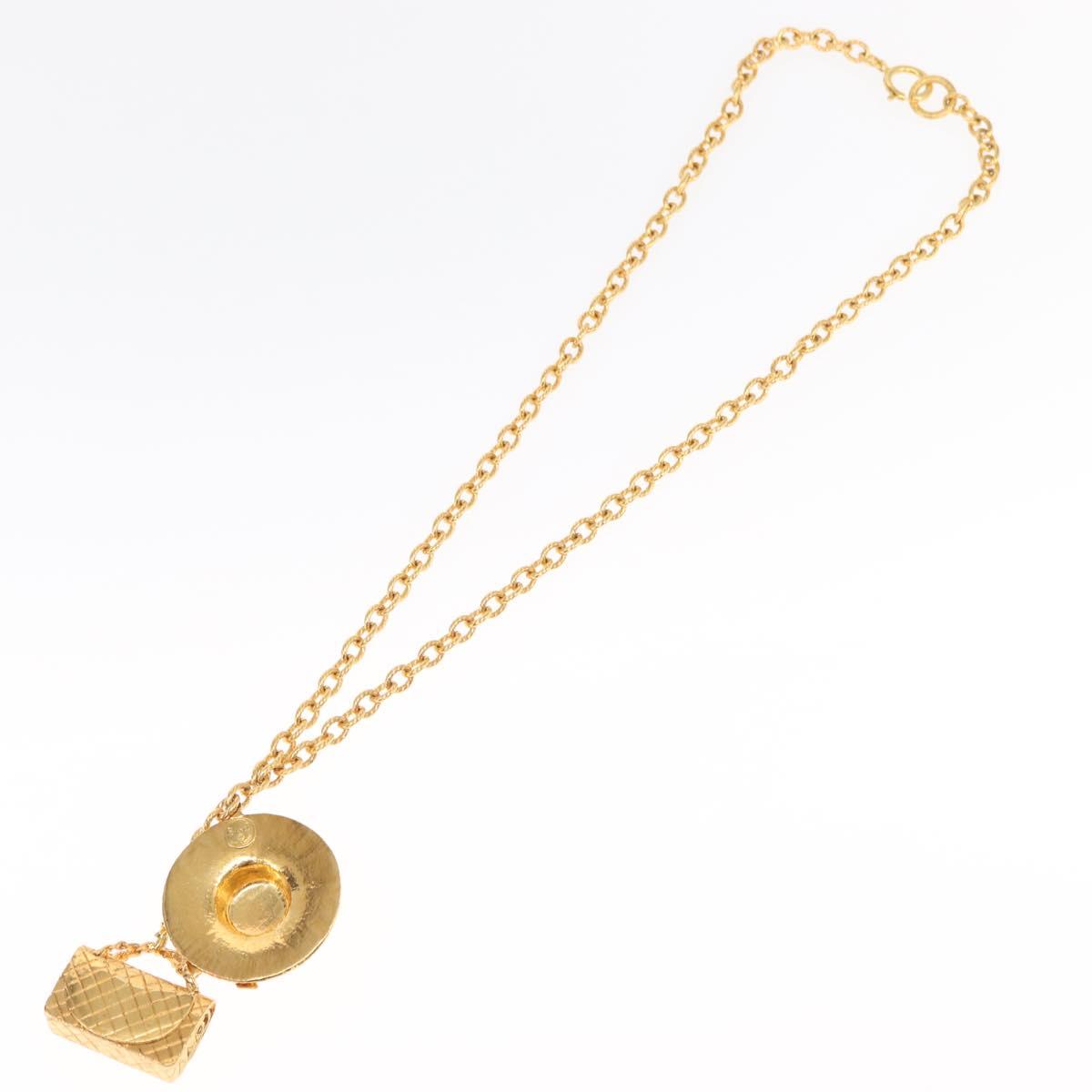CHANEL Necklace metal Gold CC Auth 162902SM