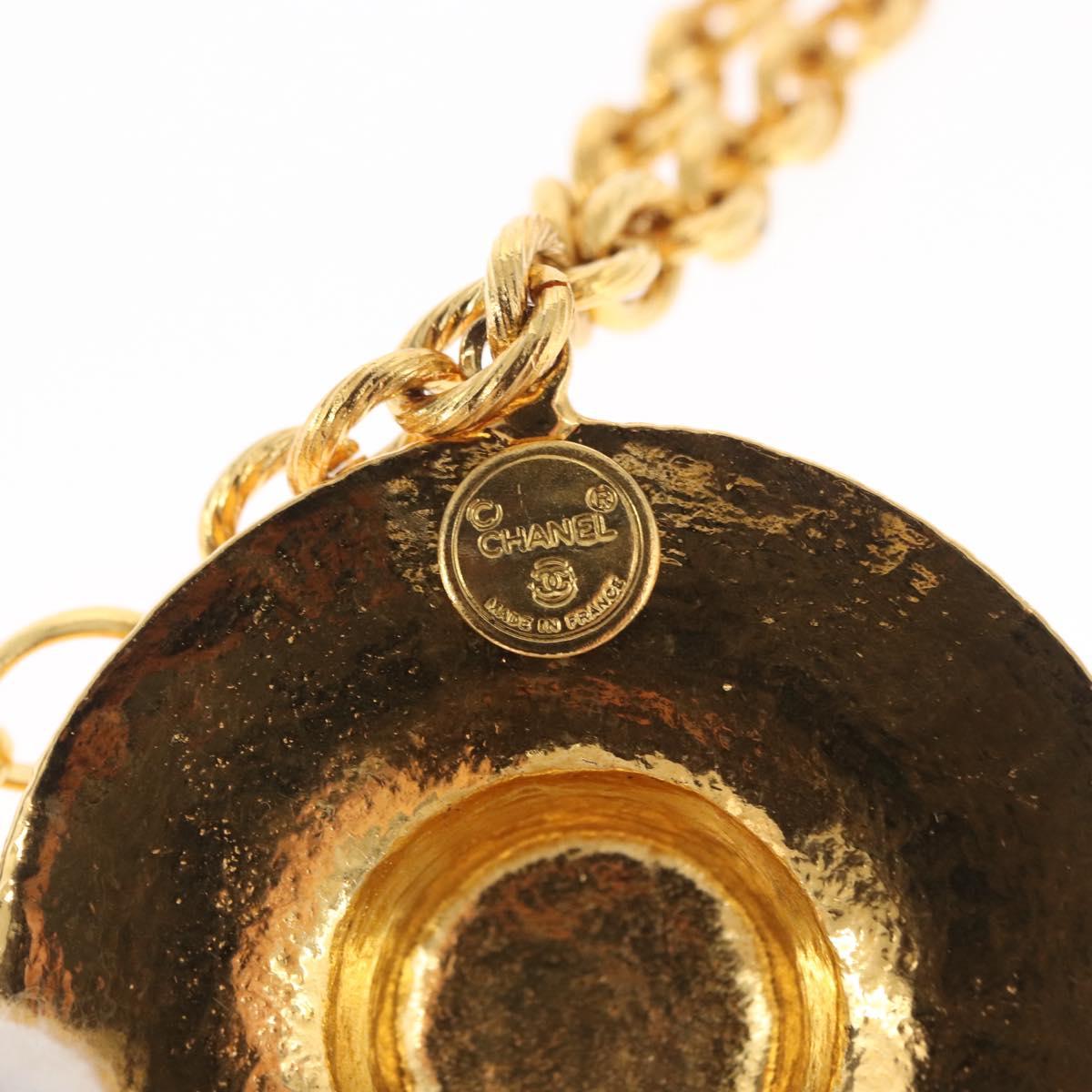 CHANEL Necklace metal Gold CC Auth 162902SM